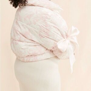 Selkie Pink and White Puffer Jacket with Bow medium large xl marshmallow xxl 1x
